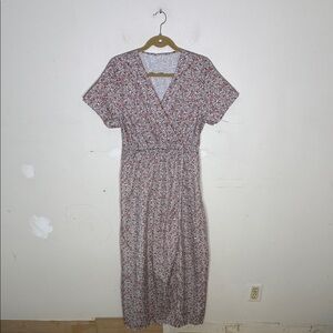 Multicolored Floral Print Faux Wrap Dress Size Small/Medium
